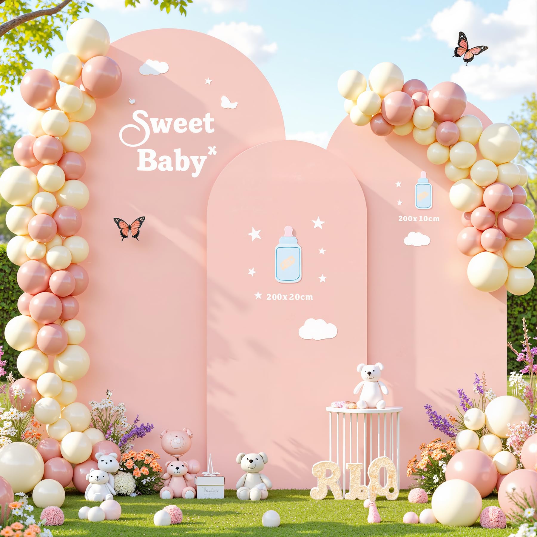 Photo 1 of Dusty Rose Arch Cover 3 Set - 4FT, 5FT, 6FT Dusty Pink Arch Backdrop Cover Spandex Baby Shower Arch Stand Covers for Girls Birthday Party Wedding Bridal Shower Banquet Photo Background Decoration