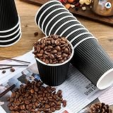 Nationwide Paper 12oz Black Ripple Hot Cups with Lids - 50 Pcs view 7