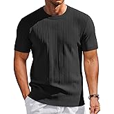 COOFANDY Men's T-Shirts Short Sleeve Knit Shirts Casual Crewneck Ribbed Dress Tee Shirt