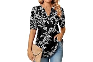 Anyally Womens Summer/Spring Puff Short Sleeve Tops Dressy Casual V-Neck T-Shirts Cute Blouse for Work