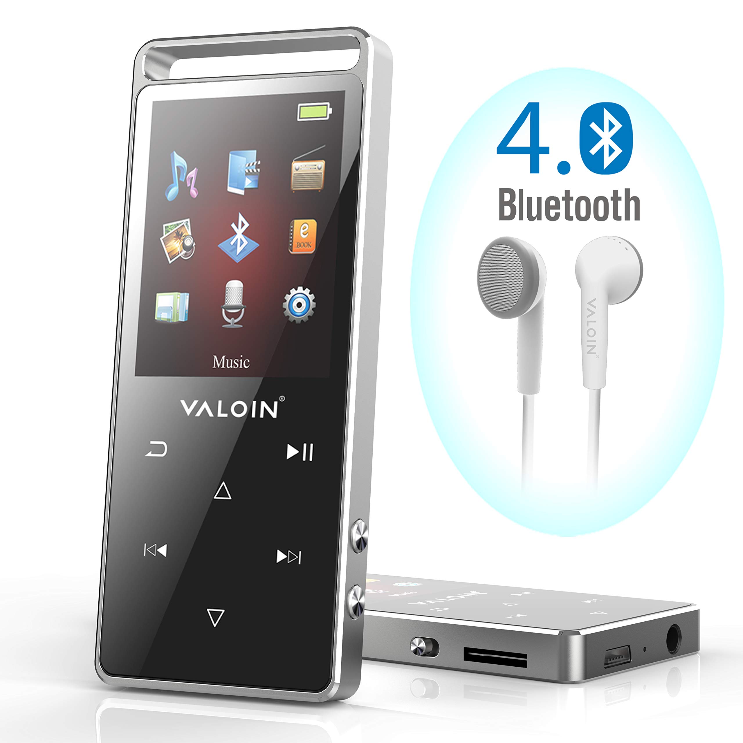 Bluetooth 8GB Lossless,FM Radio/Footstep/Records，Support Max up to 128GB,  Black