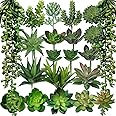 Winlyn 21 Pcs Assorted Artificial Succulents Plants Unpotted Small Green String of Pearls Cacti Aloe Picks Fake Succulents Bulk for Succulent Garden Wreath Floral Arrangement Indoor Outdoor Home Decor