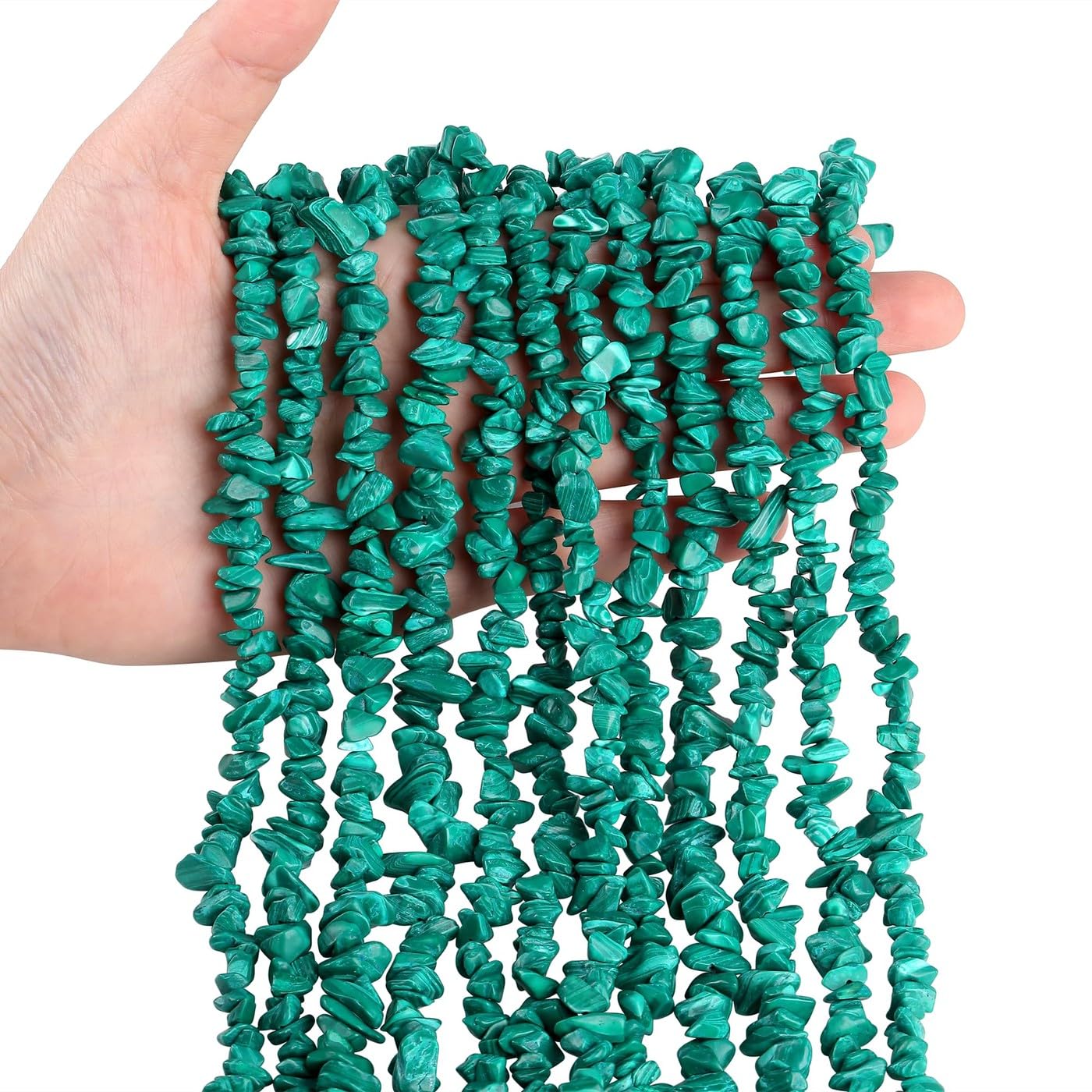 XIANNVXI 400 Pcs Malachite Green Round Craft Beads, 5-8mm, Green — image 1
