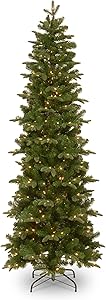 National Tree Company Pre-lit Artificial Christmas Tree | Includes Pre-strung White Lights and Stand | Prescott Pencil Slim - 7.5 ft