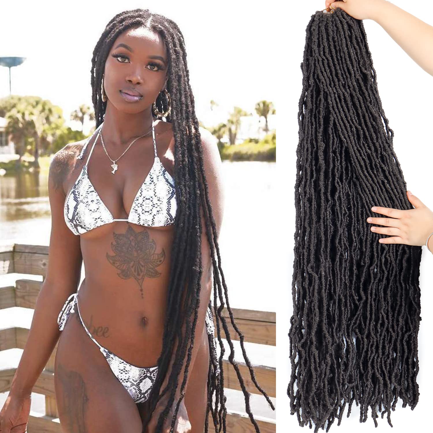 36 Inch Faux Locs Crochet Hair 6Pscks New Soft Locs Crochet Hair Pre Looped Long Synthetic Goddess Locs Crochet Braiding Hair Extension for Black Women (4#, 36Inch (Pack of 6)) — image 1