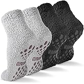 NOVAYARD Non Slip Fuzzy Grippy Sock Warm Fluffy Cozy Fleece Slipper Winter Hospital Socks for Men Women 4 Pairs