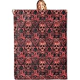 MIEPOS Gothic Red Skull Throw Blanket,50x60in,Soft,Lightweight Flannel,Horror Spooky Goth Blankets - Gifts for Adult Women Men,for Couch Office Travel,Home Living Room Halloween Decor