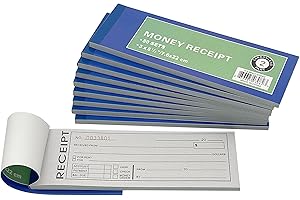 Cotton Fly 10 Pack Pre-Numbered Money and Rent Receipt Book, 2-Part Carbonless Duplicate Cash Invoice Book, 50 Sets per Book,