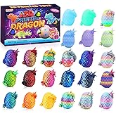 24PCS 3D Printed Dragon Eggs with Dragon Inside, Mini Animals Party Favors for Kids, Flexible Articulated Crystal Collectibles for Adults Teens Boys, Easter Advent Calendar Easter Basket Stuffers