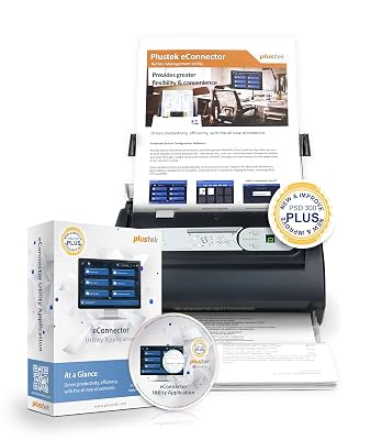 Plustek PSD300 Plus Document Scanner with ADF, Directly scan to Cloud, SharePoint, Office 365 and Built-in Barcode Recognition Function
