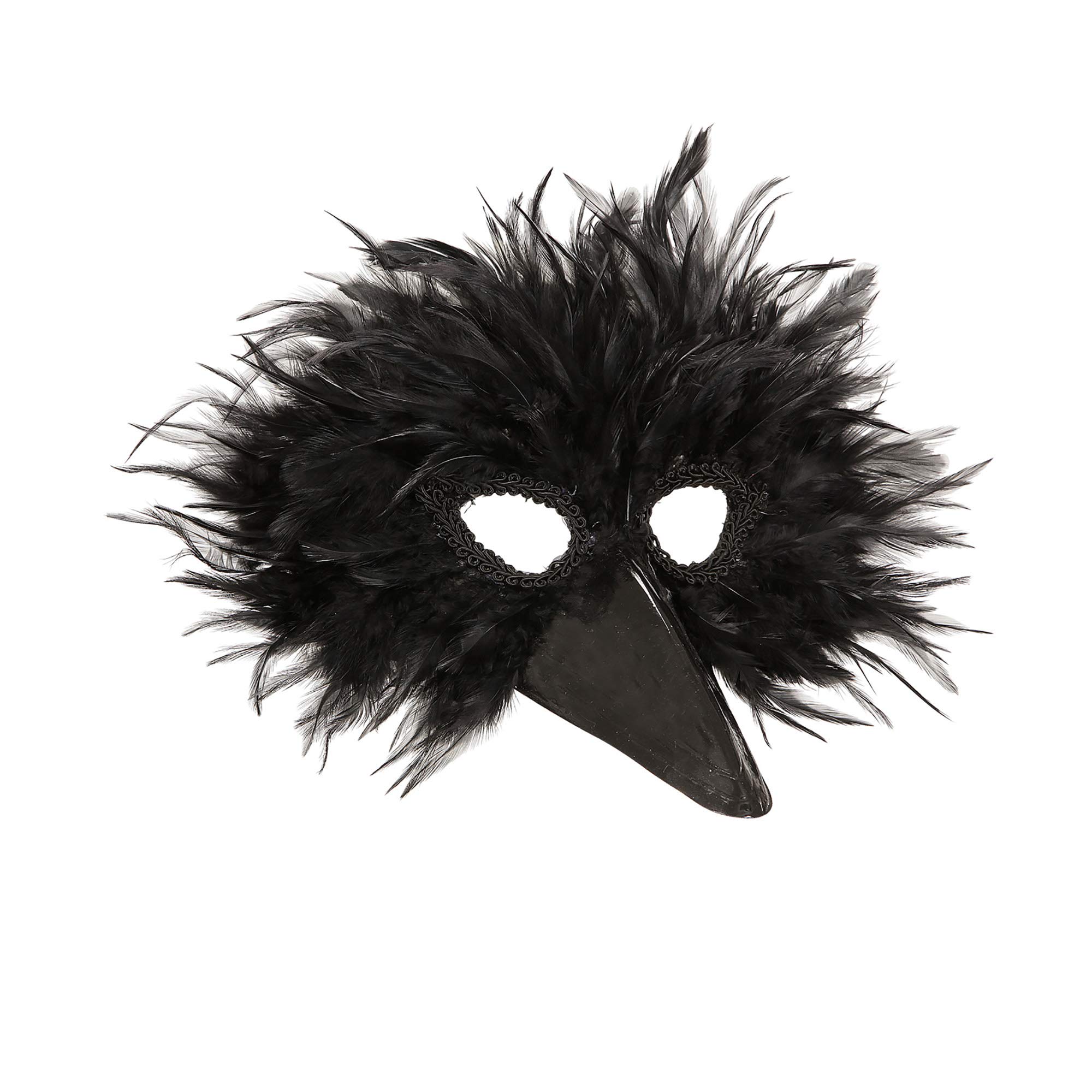 Widmann BLACK BIRD FEATHER MASK FOR FANCY DRESS ACCESSORY