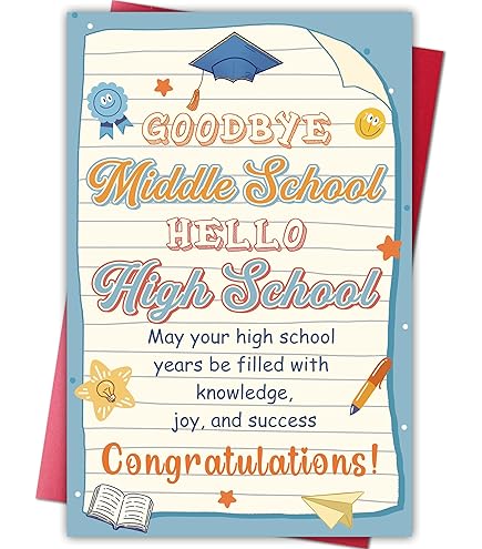 Amazon.com : Greeting Card Congratulations 8th Grade Graduate - Graduation  with Shooting Stars
