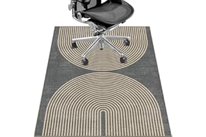 LREEDY Office Chair Mat for Hardwood Floor&Tile Floor,36"X 48" Heavy Duty Desk Chair Mat for Hard Floors,Under Desk Rug for Rolling Computer Chair,Anti Slip,Low Pile Carpet Floor-Geo Grey