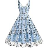 Summer Floral Embroidery Tulle Dress for Women Flower Embroidered Wedding Guest Formal Prom Party Homecoming Dresses