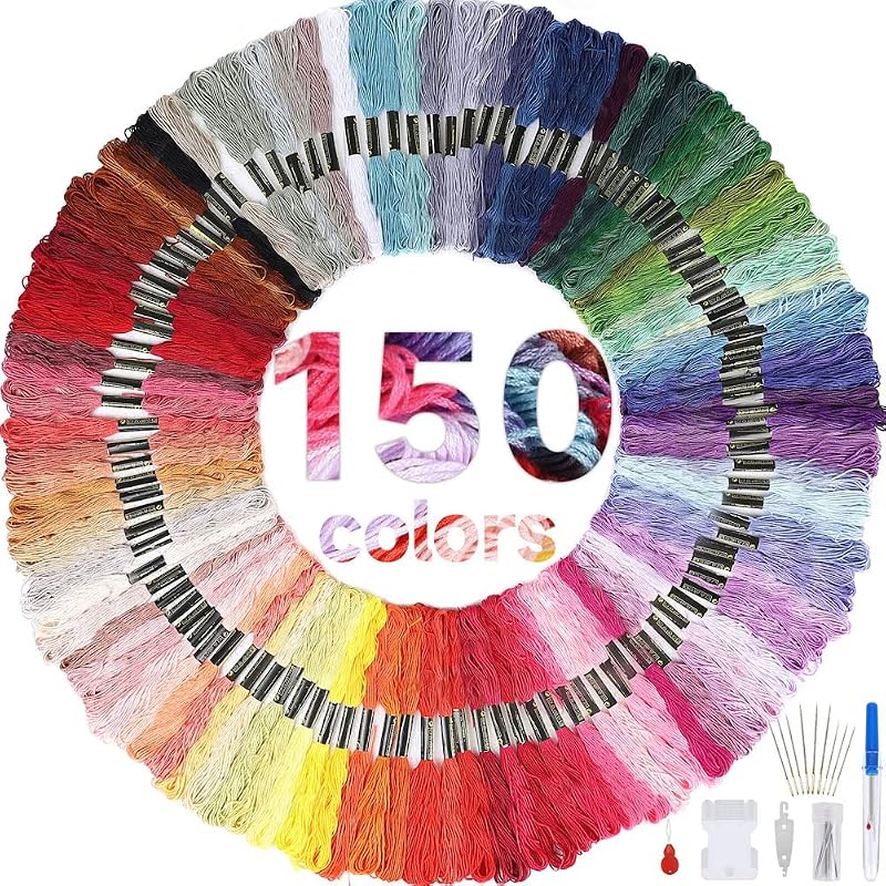 HAUSPROFI 150 Colors Embroidery Thread Kit, 8m Tangle-Free Floss