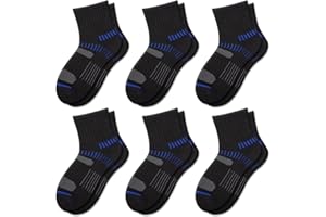 Comfoex Boys Socks Quarter Athletic Ankle Cotton Sports Socks For Kids 8-10 4-6 6-8 Years Old With Cushioned Sole 6 Pairs