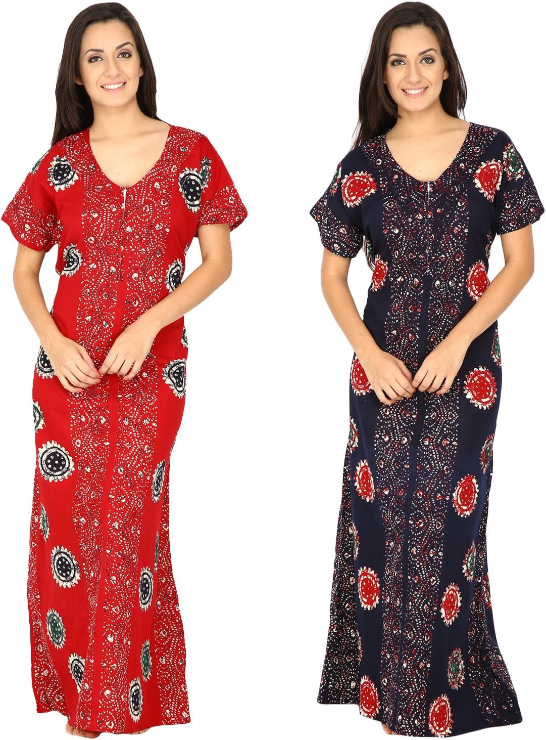 Secret WishWomen's Cotton Solid Maxi Night Gown (GNL3013_Navy_Free Size)