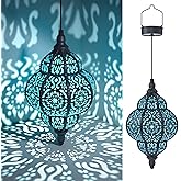 Hapjoy Hanging Solar Lights Outdoor Garden Decor Solar Lantern Waterproof Plastic Moroccan Outdoor Decorations for Patio Path