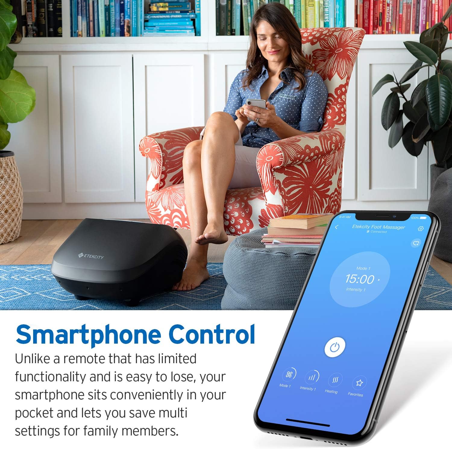 Foot Massager Machine with Heat, Etekcity Shiatsu Electric Foot Massage with Deep Kneading & Air Compression, App Control, Relief for Plantar Fasciitis, Pain and Circulation, Size 12: Health & Personal Care