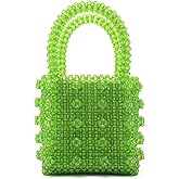 Miuco Womens Beaded Handbags Handmade Weave Crystal Pearl Tote Bags