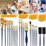 Halobios 25 Pcs Paint Brushes Set for Acrylic Watercolor Oil Children Beginners view 3