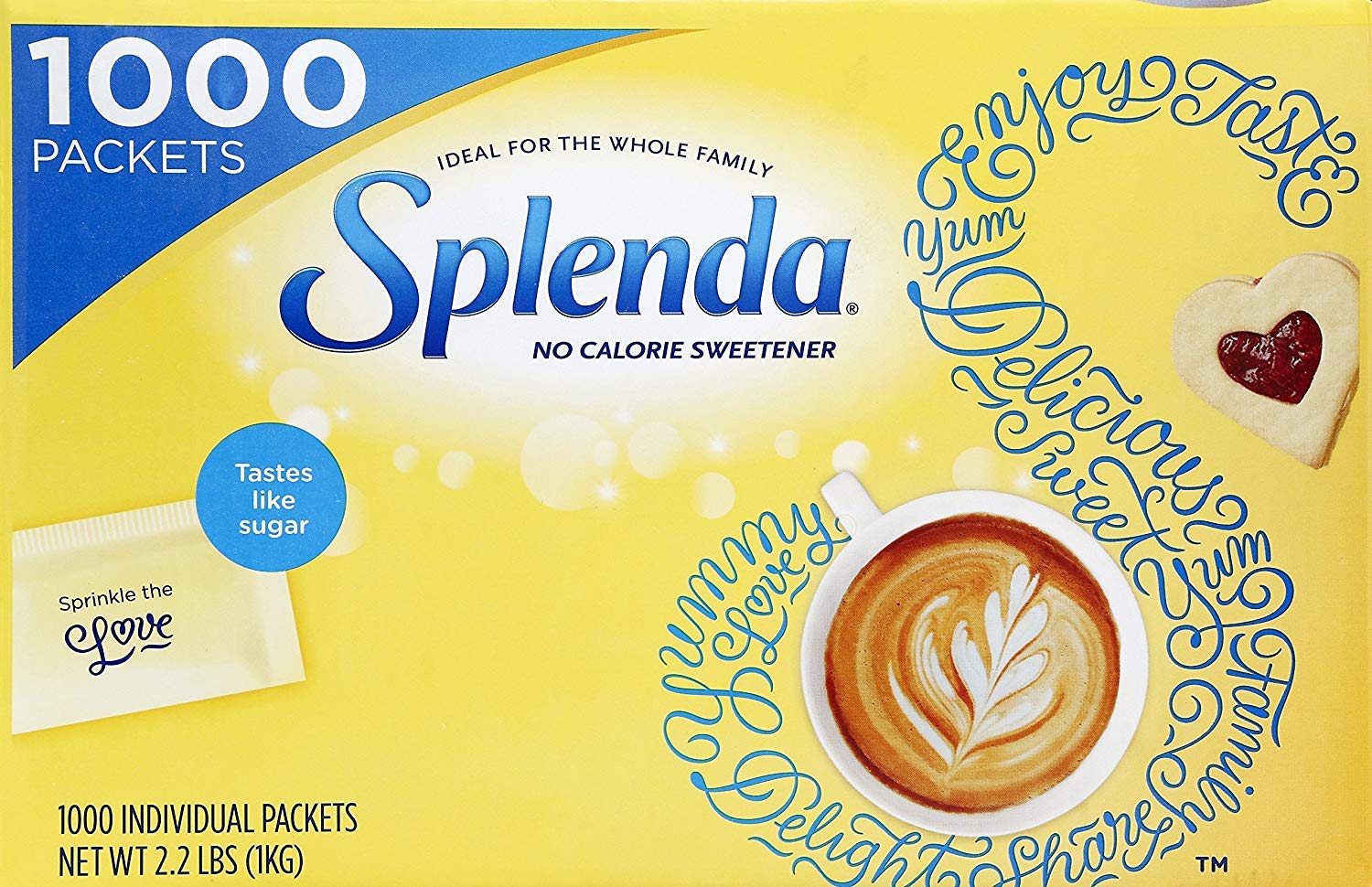 Splenda No Calorie Sweetener Value Pack, 1000 Individual Packets, 2.2
