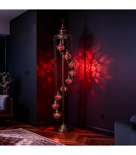 Lámpara De Pie Turca Con Bolas De Cristal (3-9 Luces): Magia Marroquí Para Tu Salón + Bombilla Gratis