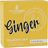 Ginger Shampoo Bar for Hair Growth, Strengthening. Ginger Oil, Rice Protein, Organic Shea Butter. Eco Friendly, Vegan. Color Safe, pH Balanced. No Harsh Chemicals. Higher Concentration vs. Liquid