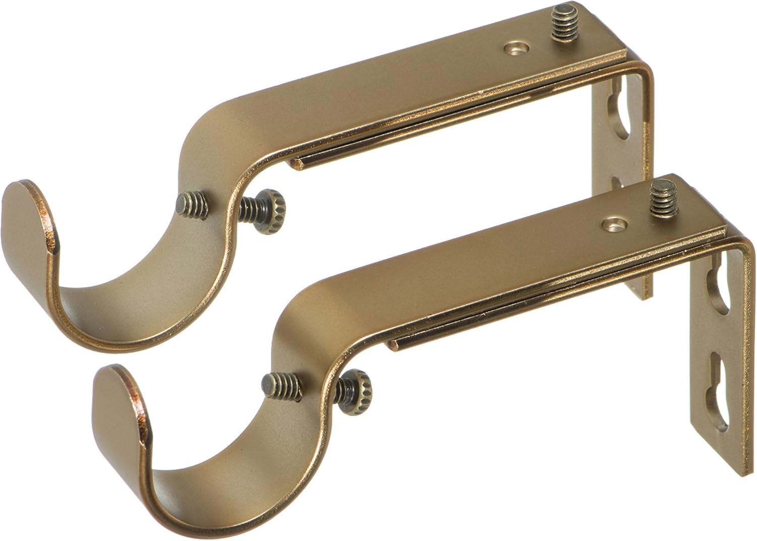 Window Treatment Hardware - Ivilon Adjustable Brackets for Curtain Rods - for 1 or 1 1/8 Inch Rods. Set of 2 - Warm Gold