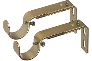 Ivilon Adjustable Brackets for Curtain Rods - for 1 or 1 1/8 Inch Rods. Set of 2 - Warm Gold