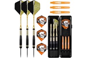 CyeeLife 20G Steel Tip Brass Darts,3 Pack Professional Dart with Shafts,Flights and Darts Case,Metal Tip Darts Set