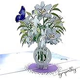 MeeSunnie Paper With Deepest Sympathy Card, Lily Pop Up Card, Loss of Loved One, Pet, Mom, Dad, Child, Thinking Of You, Condolence, Bereavement, Grief, Greeting Card with Envelope (Lily)