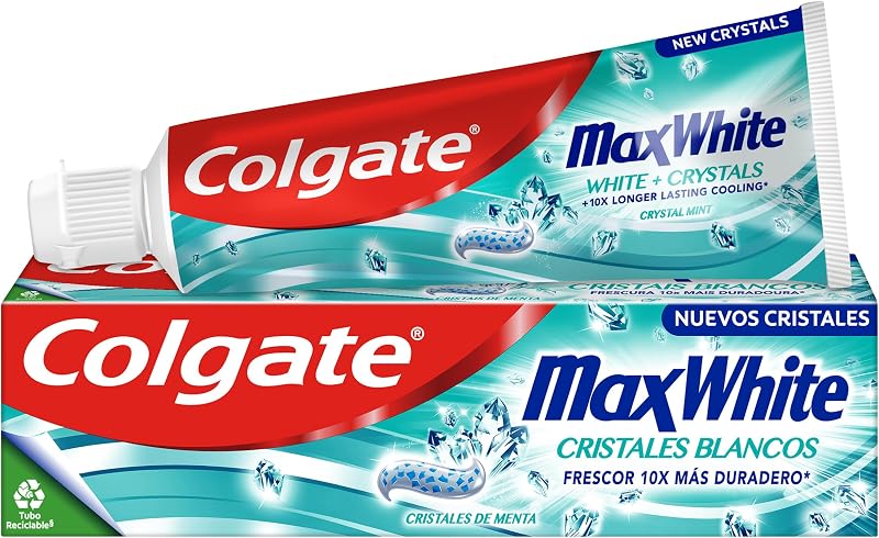 Max White Cristales Blancos, Pasta de Dientes Blanqueadora, 12x75ml