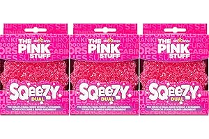 Stardrops – The Pink Stuff – SQeeZY Miracle Dual Sided Scrubber Sponge, Scratch Free Solution for Ultimate Home Cleaning - Perfect for Kitchens, Bathrooms, and Outdoor Use, 3-Pack