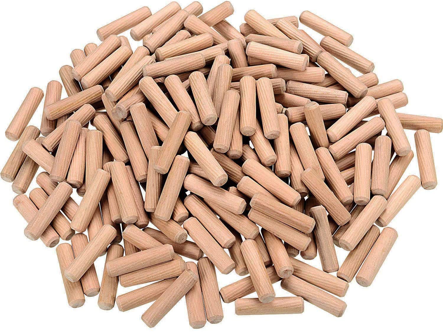 TERF® 200 Pcs Wooden Dowel Pins 6mm X 30mm Wood Dowels Solid Hard Wood Dried Fluted Beveled Hardwood Rods Furniture for Professional Carpenters DIY and Craft Projects