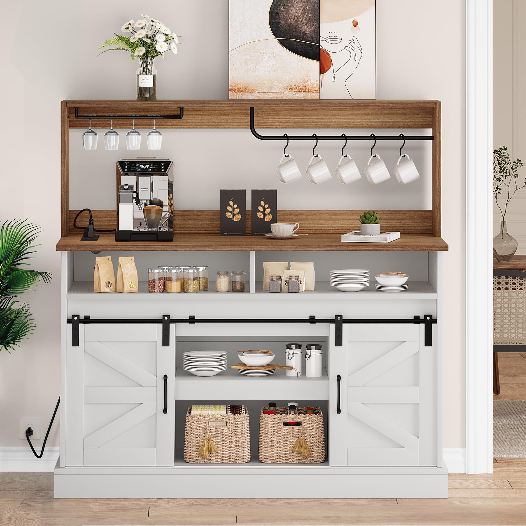 Mua YITAHOME 52" Farmhouse Coffee Bar Cabinet, Buffet Cabinet with ...