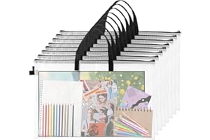 SHIQIKEJIPTY 8 Pieces Art Portfolio Bag 11"x17" With Handle and Zipper Clear Poster Storage Bag Art Carrier Portfolio Case Waterproof Portfolio Organizer Tabloid Size Portfolio Folder for Artwork Pictures Craft
