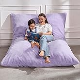 Hobestluk 3 in 1 Bean Bag Chair Giant Bean Bag Chairs for Adults with Plush Faux Fur Cover Convertible Bean Bag Floor Cushion with Machine Washable Cover for Living Room (Plush Purple)