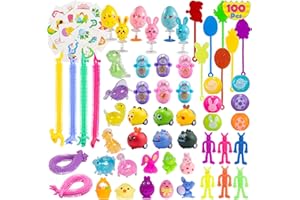 KASU 100 Pcs Easter Egg Fillers, Easter Basket Stuffers for Kids Boys Girls, Easter Party Favors Assorted Toys, Easter Egg Stuffers, Easter Gift Goodie Bags Stuffers Filling Treats Classroom Prize