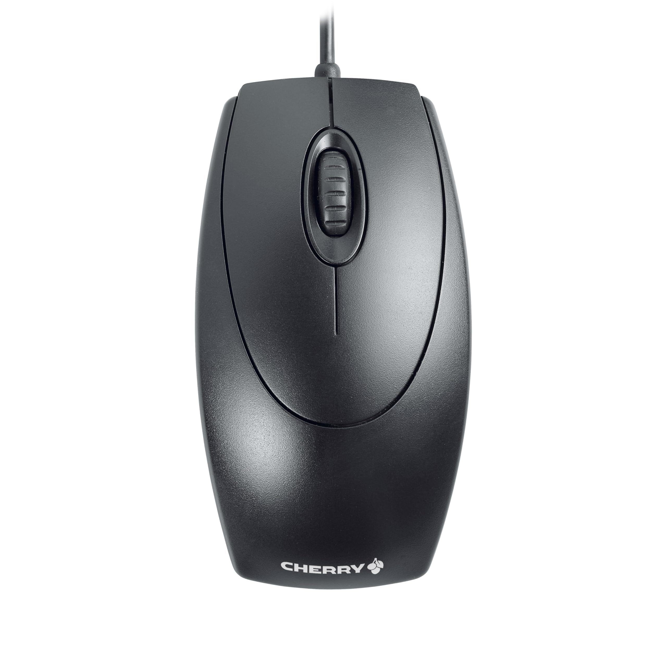 CHERRY WheelMouse, Wired Mouse, Symmetrical Design for Right and Left-Handers, Optical Sensor, USB Connection, PS/2 Adapter Included, Black