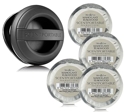 5 Pc Set Bath Body Works Scentportable Black Rubber Clip 4 Mahogany Teakwood Refills