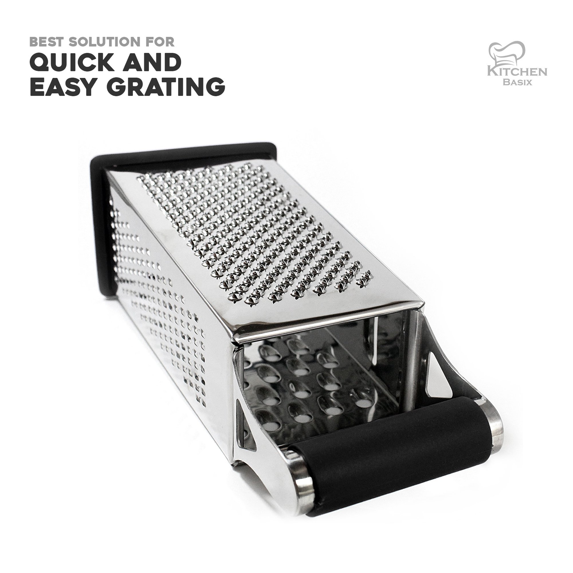 K BASIX Cheese Grater & Shredder Stainless Steel 4 Sided Box Grater