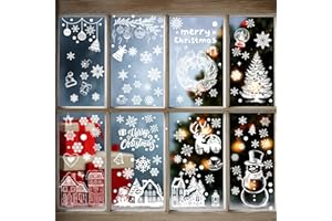 146 PCS White Christmas Window Clings for Glass, Double-Sided, Reusable Static Clings, No-Glue, Removable Christmas & Winter 