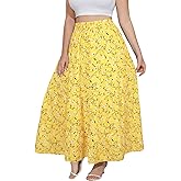 Younrui Women's Long Maxi Plus Size Skirt 2026 Trendy Flowy Elastic High Waist Casual Spring Swing A-line Floral Skirts