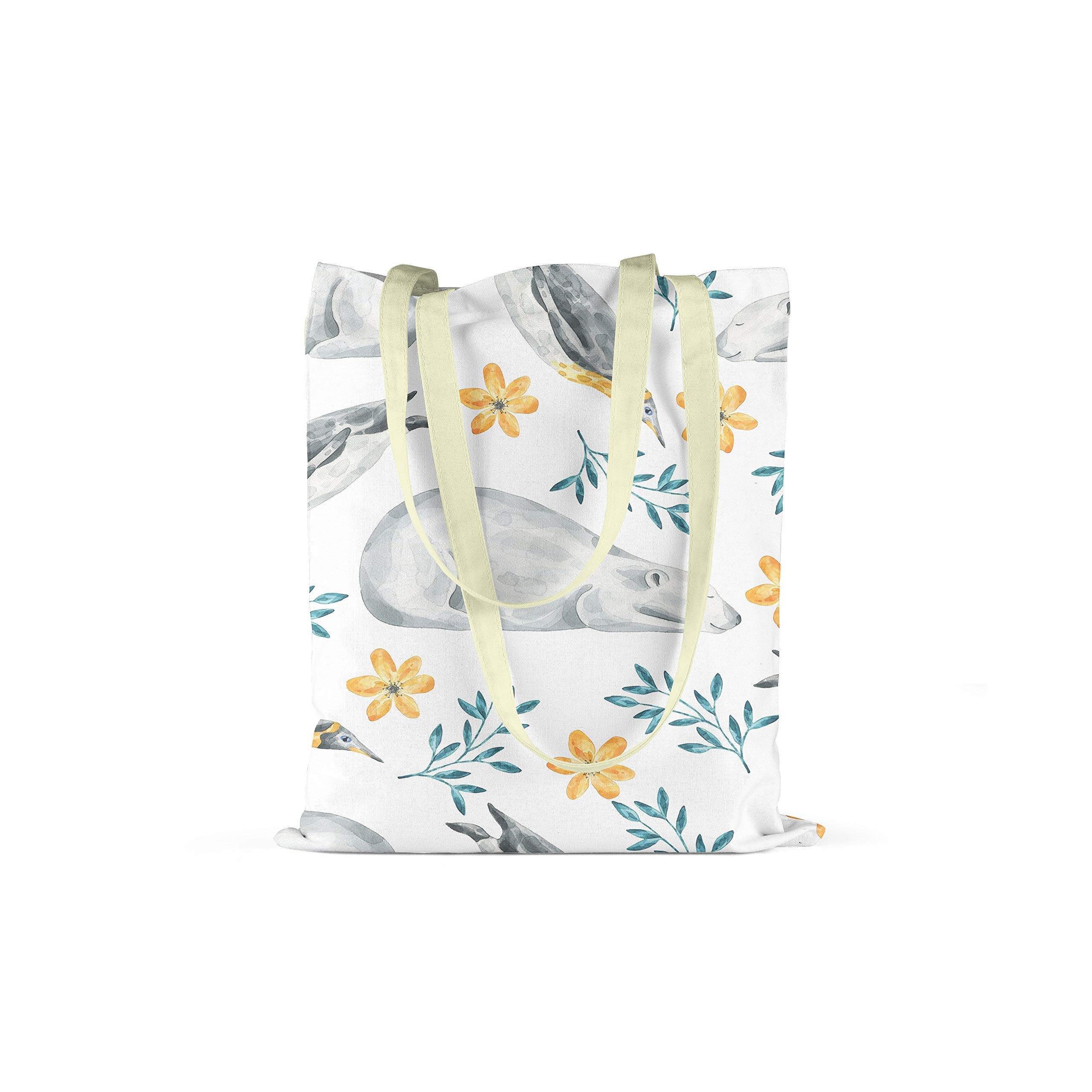 Bonamaison Printed Tote Bag, Reusable Grocery Bag, Shopping Bag, Machine Washable, Foldable, Canvas Cloth Bag with Handles, Size: 34x40 Cm