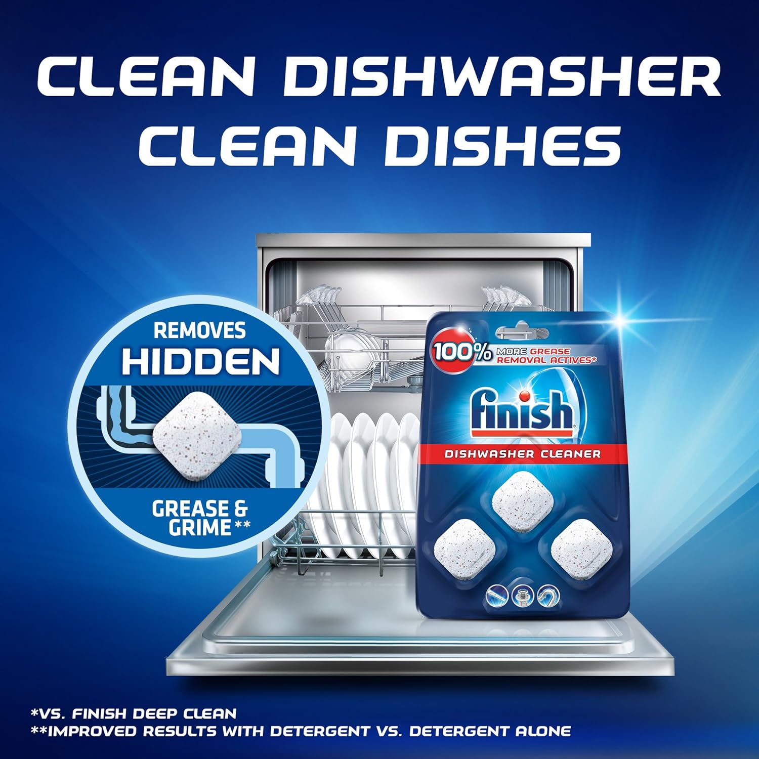 Finish in-Wash Dishwasher Cleaner: Clean Hidden Grease and Grime, 12 ct: Health & Personal Care