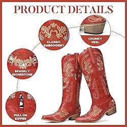 Dixhills Red Cowboy Boots for Women - Wide Calf