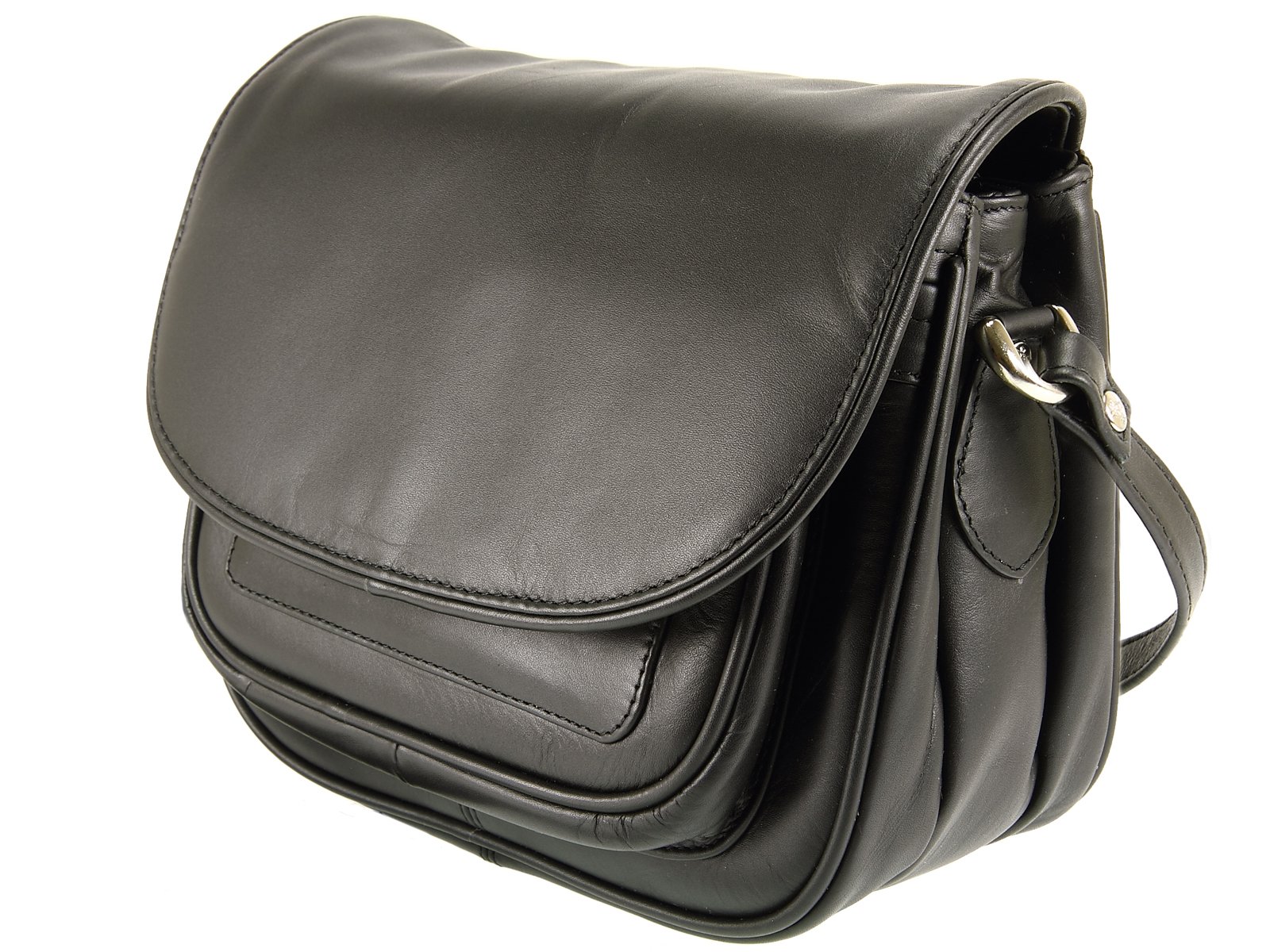 Visconti Ladies Soft Leather Handbag Organiser Across Body Shoulder Bag - 2195 (Black)