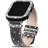 Bling Silicone Bands Compatible For Apple Watch Band 38mm 40mm 41mm 42mm 44mm 45mm 46mm With Diamond Case, Soft Silicone Strap Color Changes with Angle For iWatch Series 10 9 8 7 6 5 4 3 2 1 SE