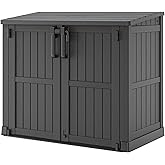 WTFGO 36 Cu Ft Resin Outdoor Storage Shed, Weatherproof Horizontal Outdoor Storage Cabinet with Dual Lock Door for Backyard, Patio, Garage, Garden(Black)